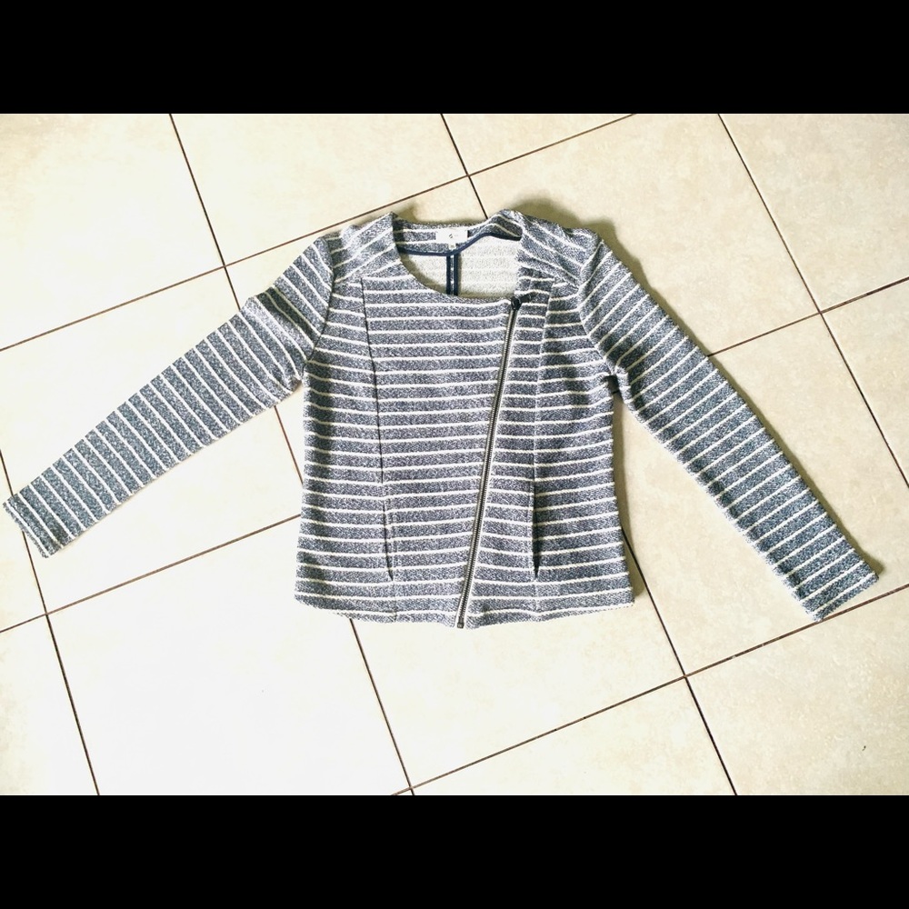 Loft Lou & Grey blue stripe knit moto jacket